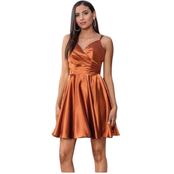 Dancing Queen USA Copper Homecoming Mini Dress Large - Picture 1 of 10